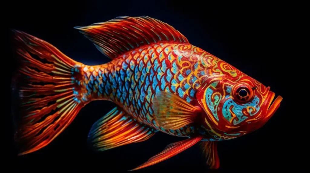 Colorful-fish-with-black-background-black-background