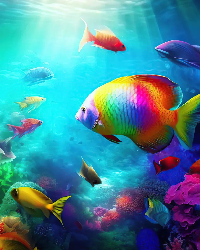 Colorful-fish-with-blue-background