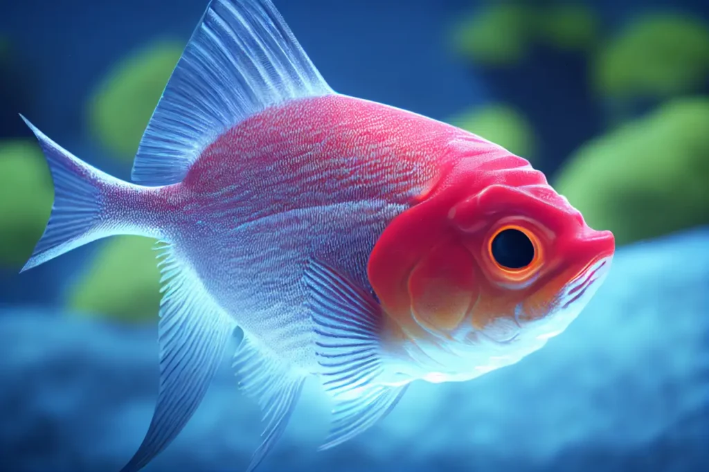 Vertical-shot-colorful-fish-swimming-ocean-3d-illustrated